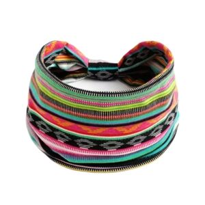Candy Stripe Yoga Headband Bohemian Boho Style Hair Sporty Band Tribal Pink